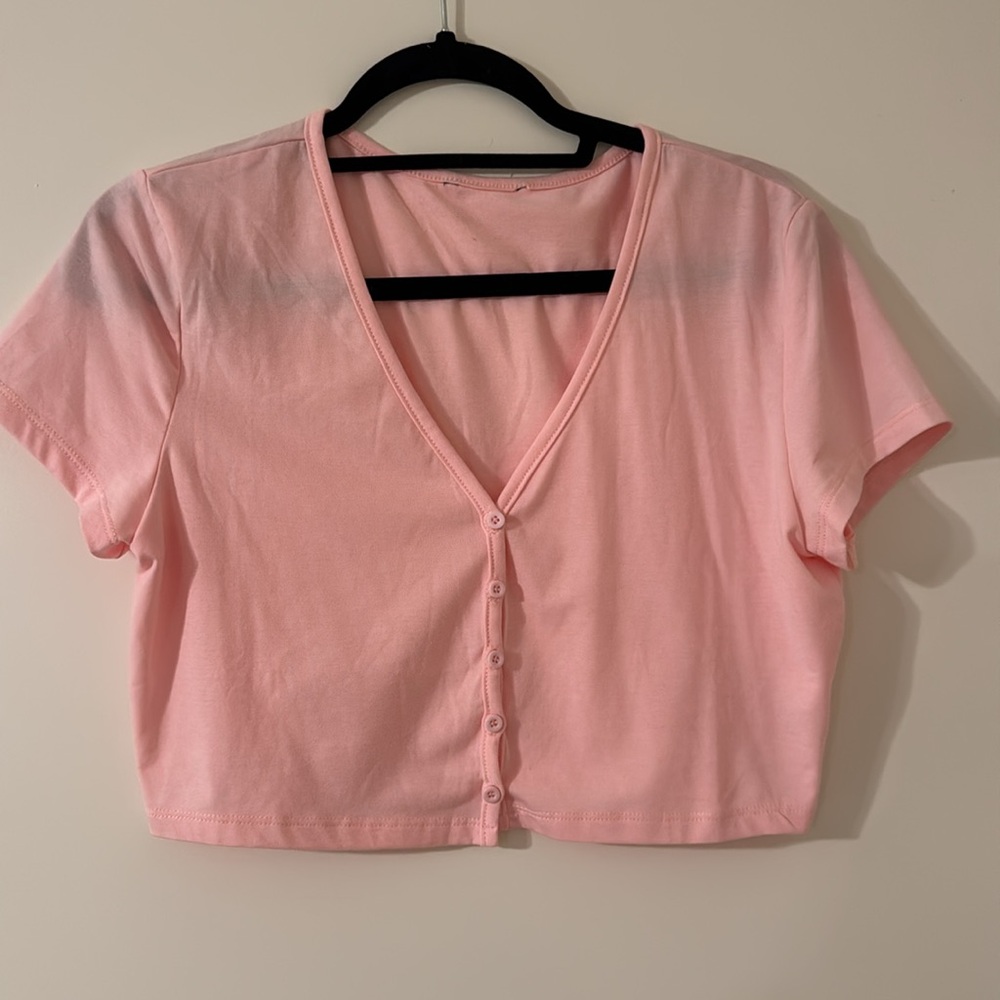 Pink Cropped Cardigan